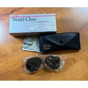 Vintage '92 TASCO World Class Aviator Sunglasses 1137S Gold Smoke Lens NOS w Box